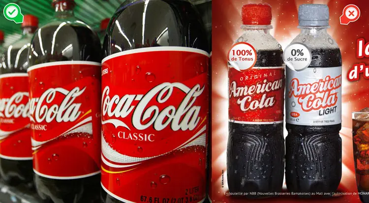 Two similar cola bottles as an example of a substitute product