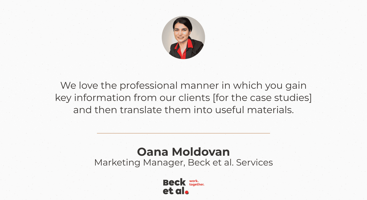 Oana Moldovan, Marketing Manager at Beck et al. Services