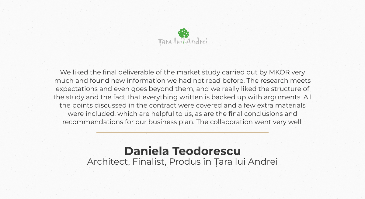 Daniela Teodorescu, Architect at Finalist, Produs în Țara lui Andrei