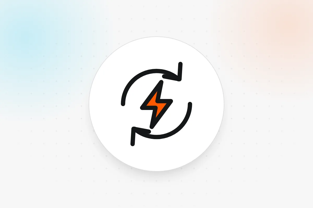 Agile research icon: circular arrows around a lightning bolt