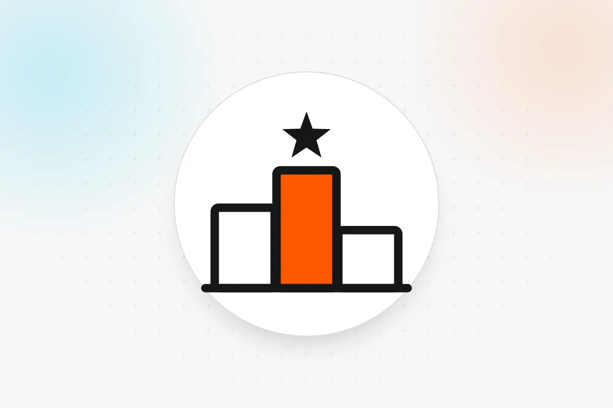 Competitor analysis icon: podium with the middle block highlighted and a star