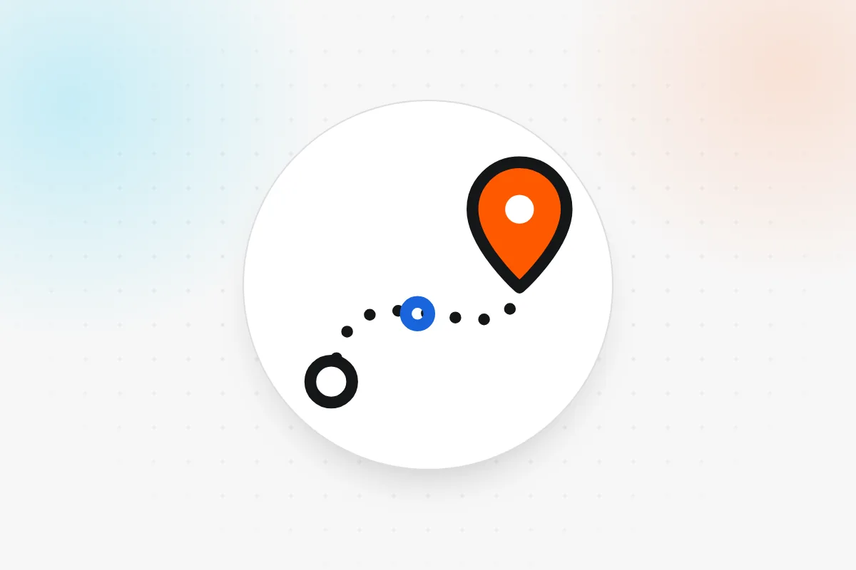 Customer experience icon: journey path ending in a map pin