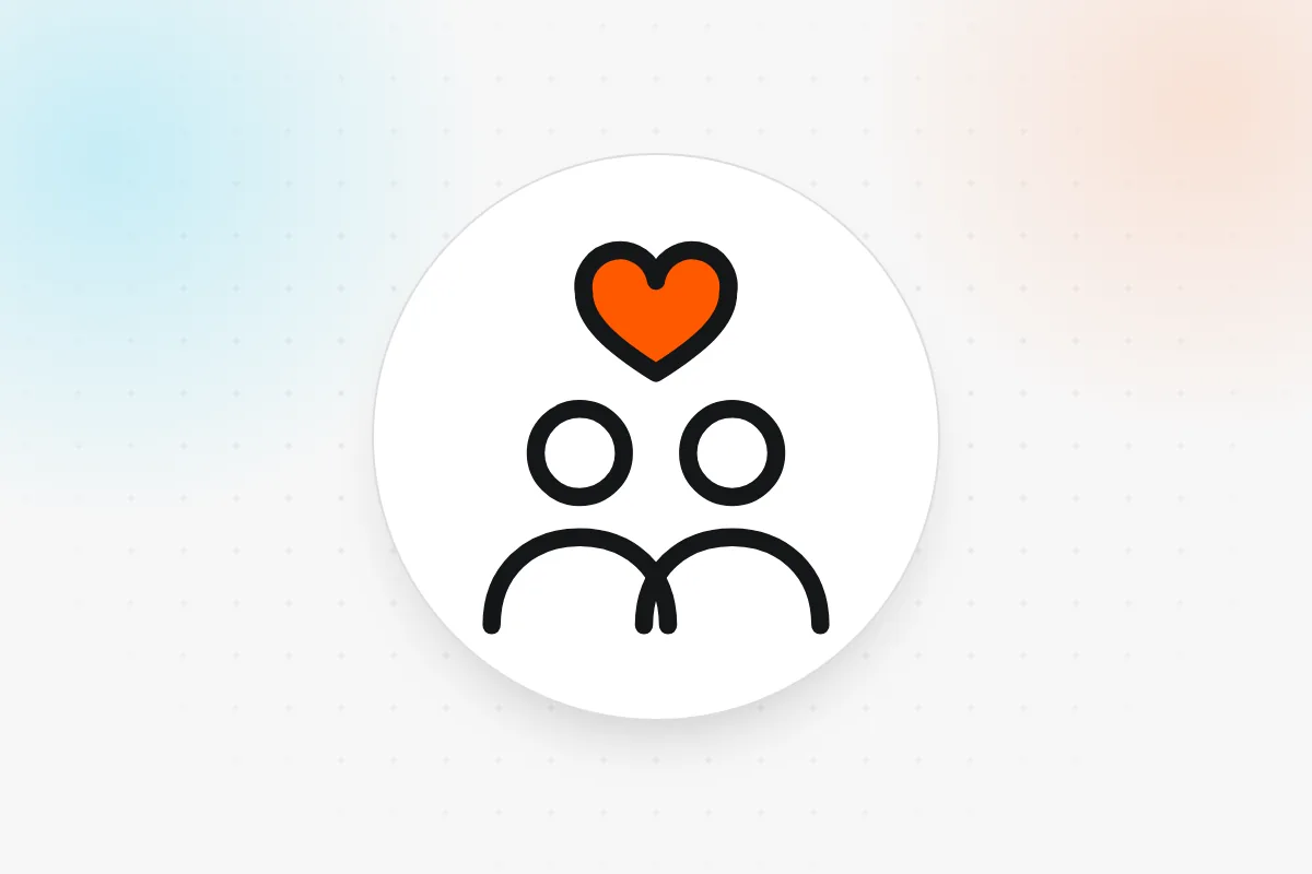 Employee satisfaction icon: two colleagues with a heart
