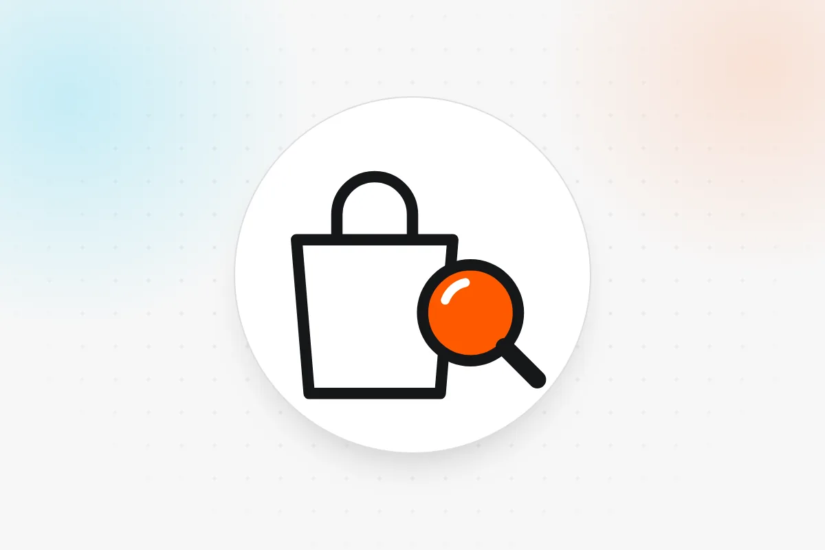 Mystery shopping icon: shopping bag with a magnifier