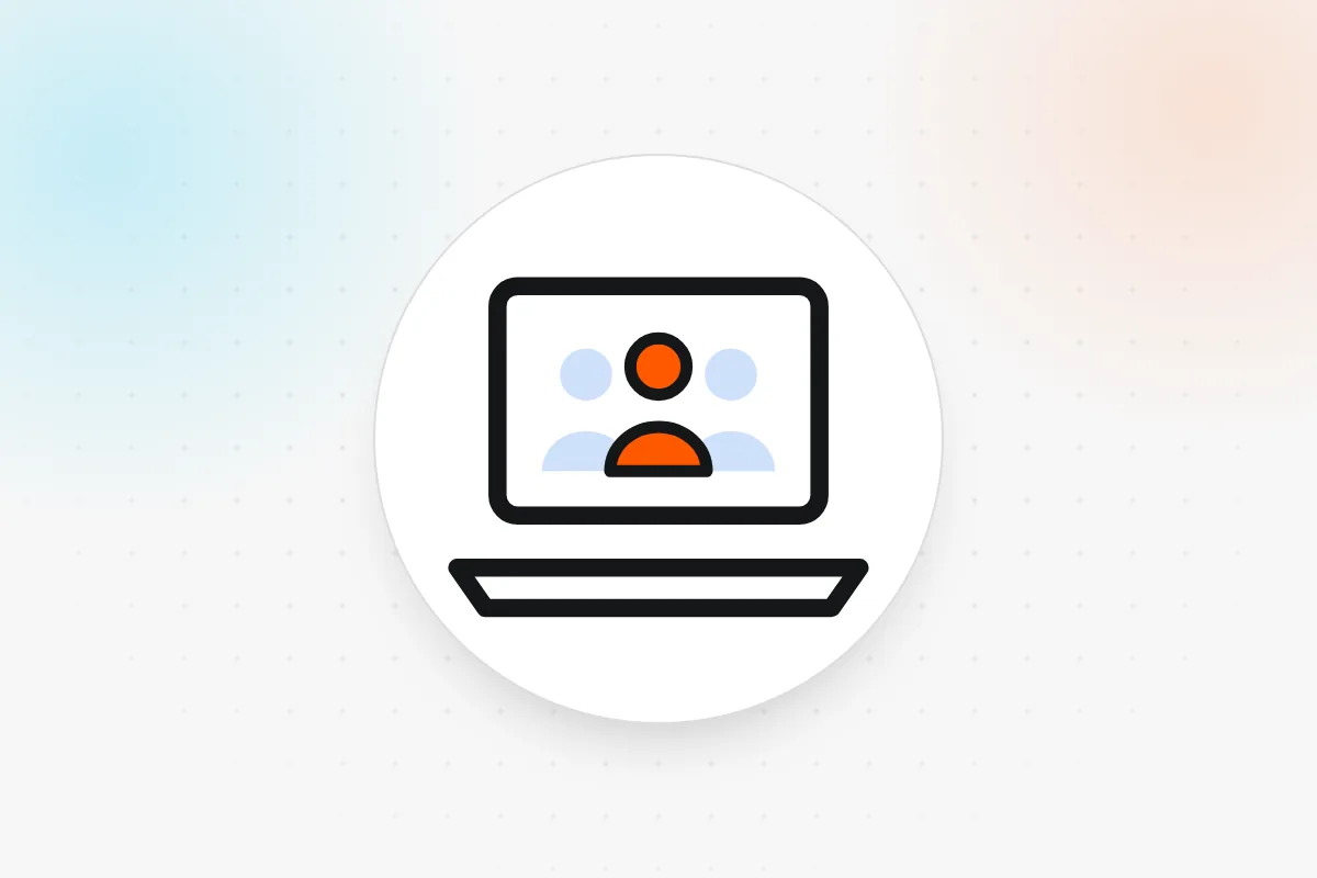 Online panel icon: laptop showing a group of people