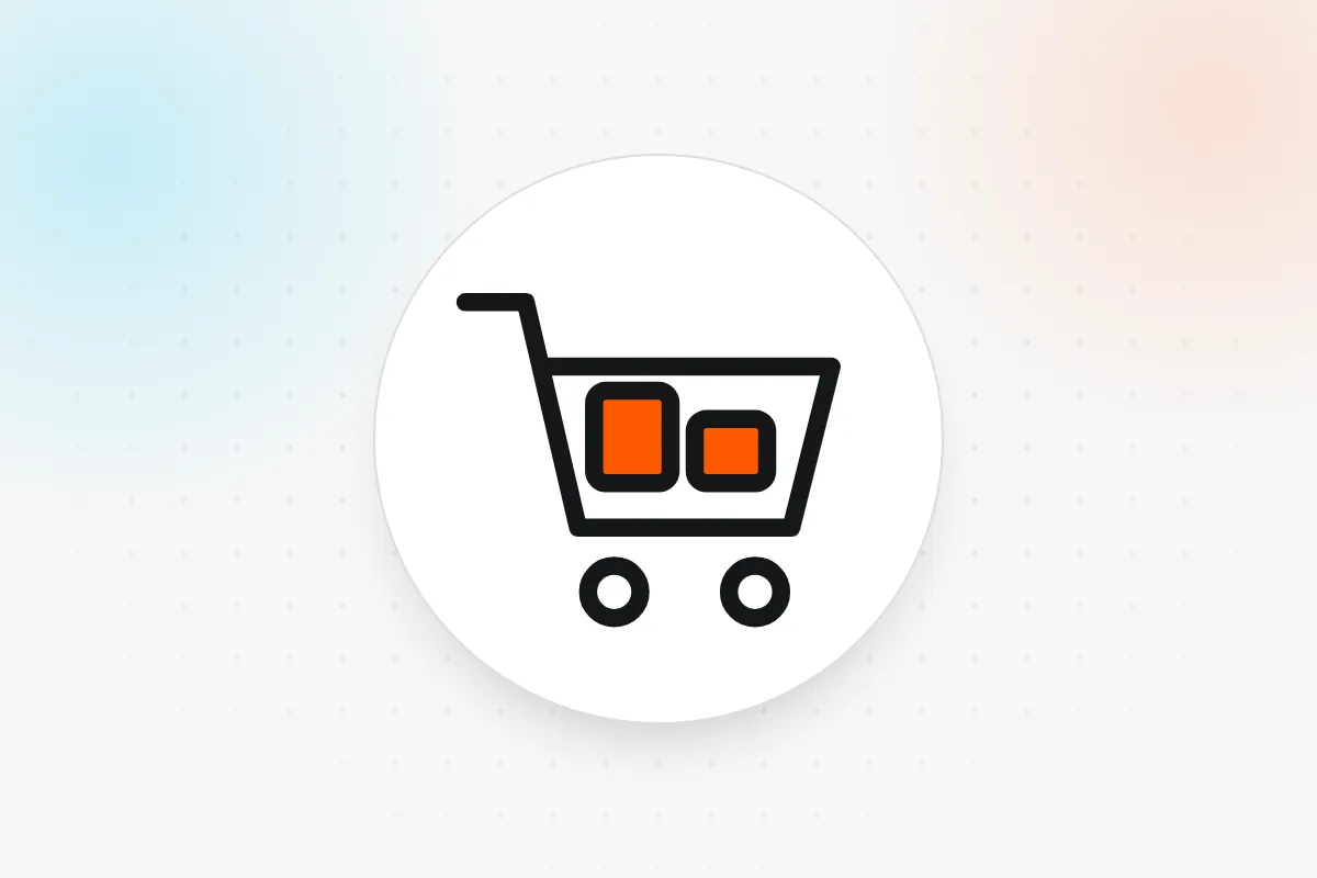 Consumer research icon: shopping cart with products