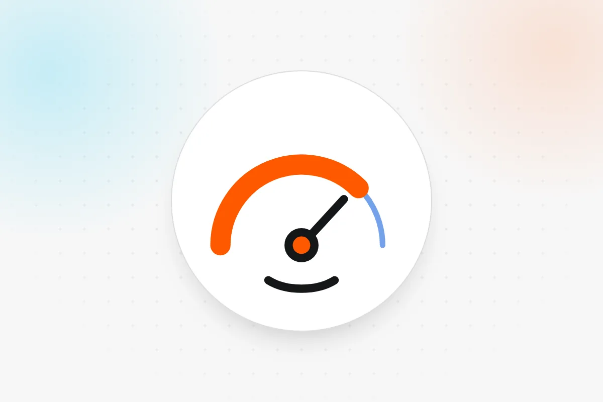 Satisfaction research icon: gauge pointing high